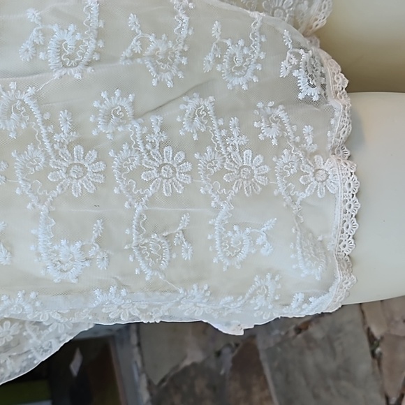 Linea Domani nylon ivory lace long sleeves blouse size Small - Picture 3 of 11